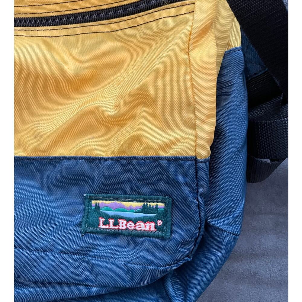LL Bean 90s Continental Backpack Rucksack Yellow Blue Hiking Technical Vintage - Picture 8 of 14